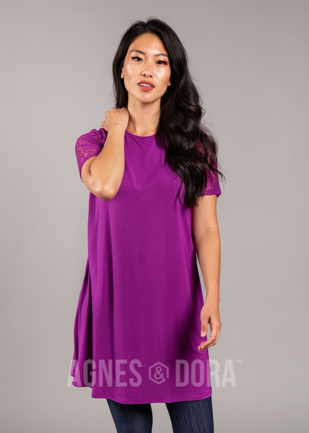 Lace Raglan Dress Amethyst