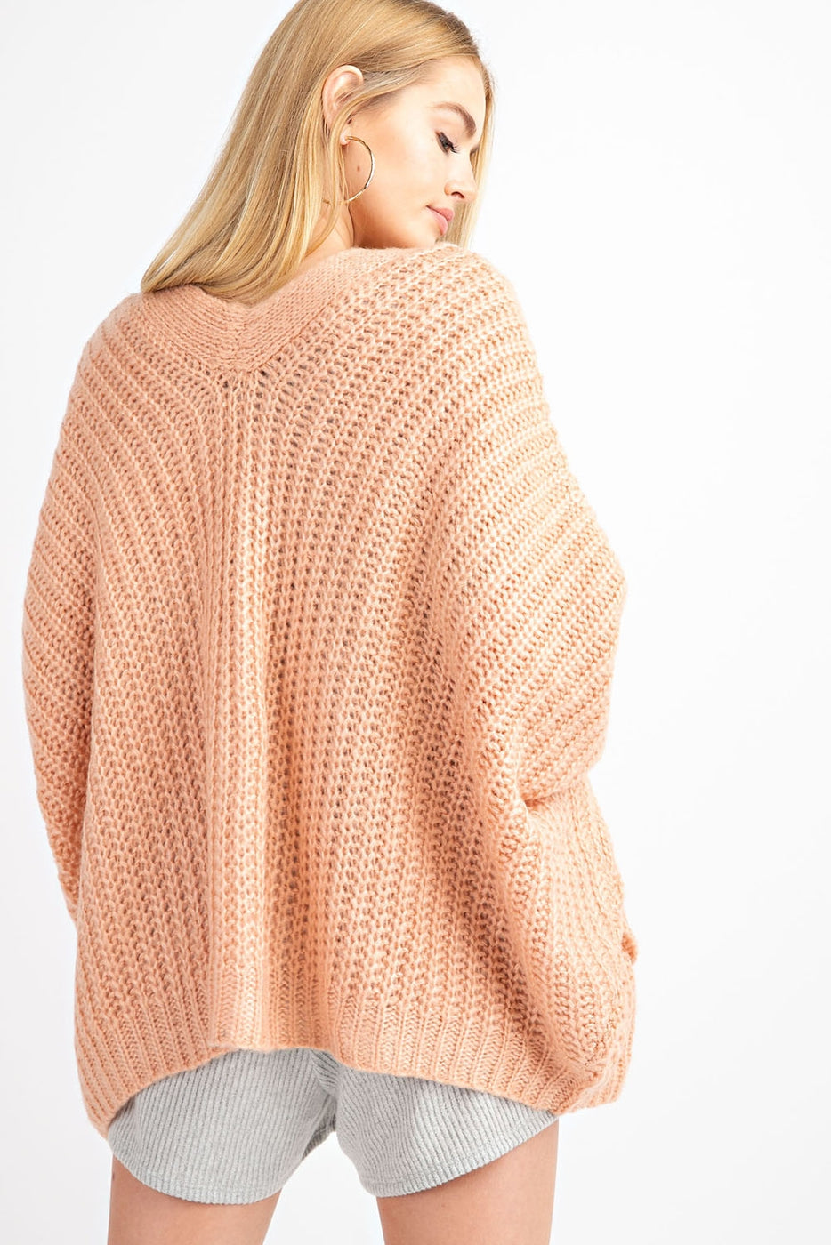 V BACK CHUNKY KNIT CARDIGAN