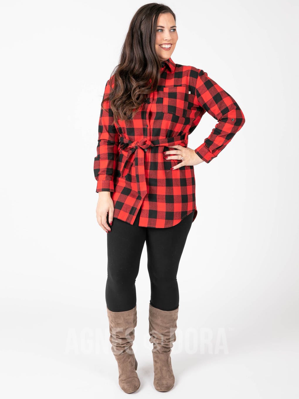Flannel Tunic Buffalo Check - Red/Black