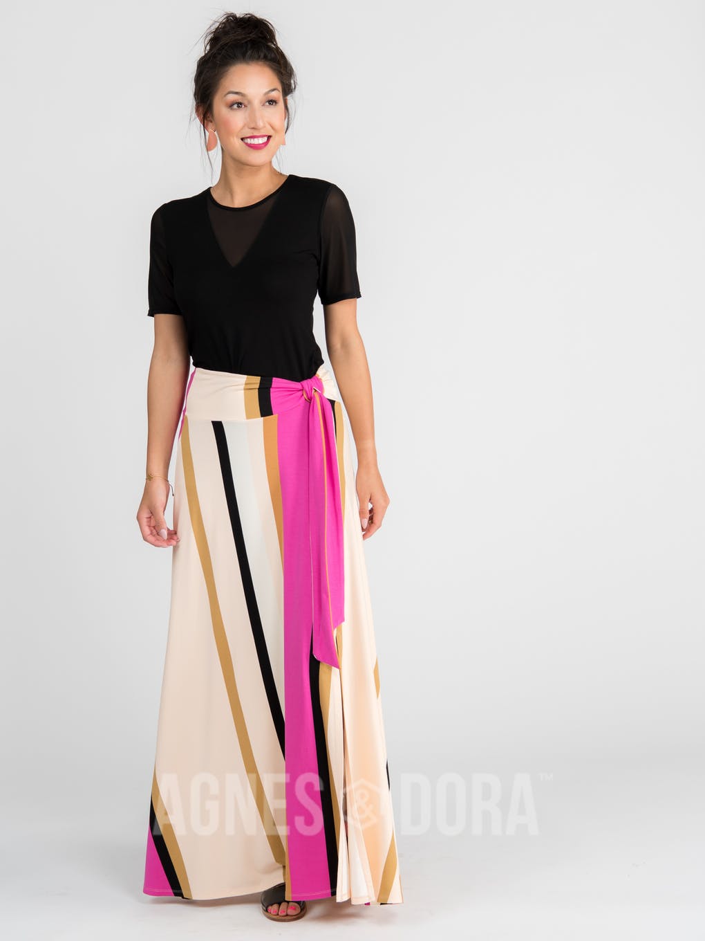 Wrap Maxi Skirt Vintage Stripe