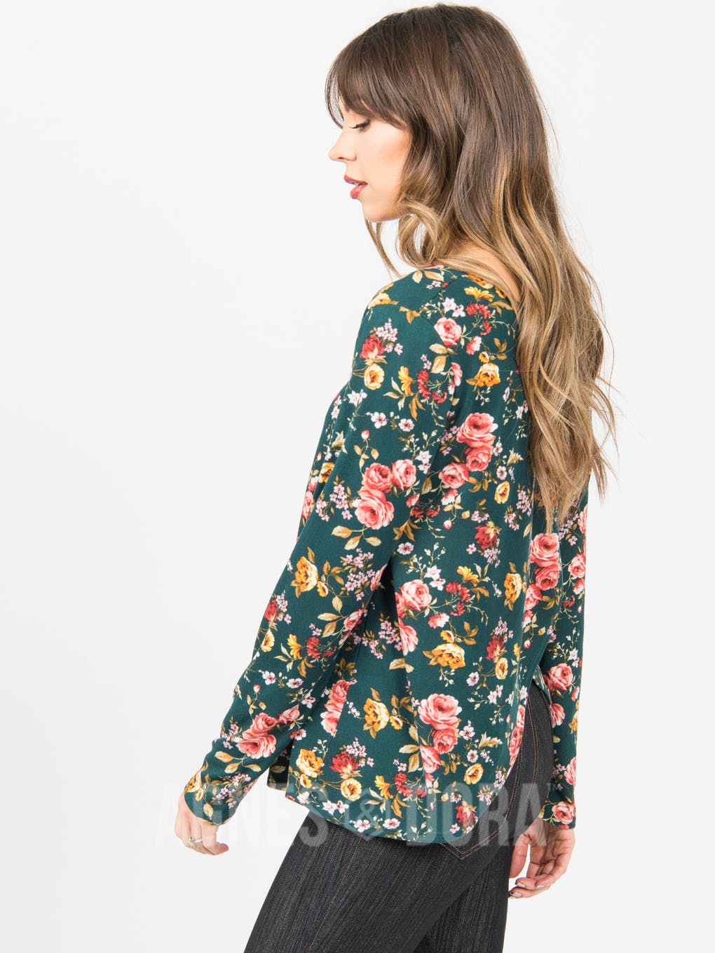 Cross Over Sweater Teal Floral