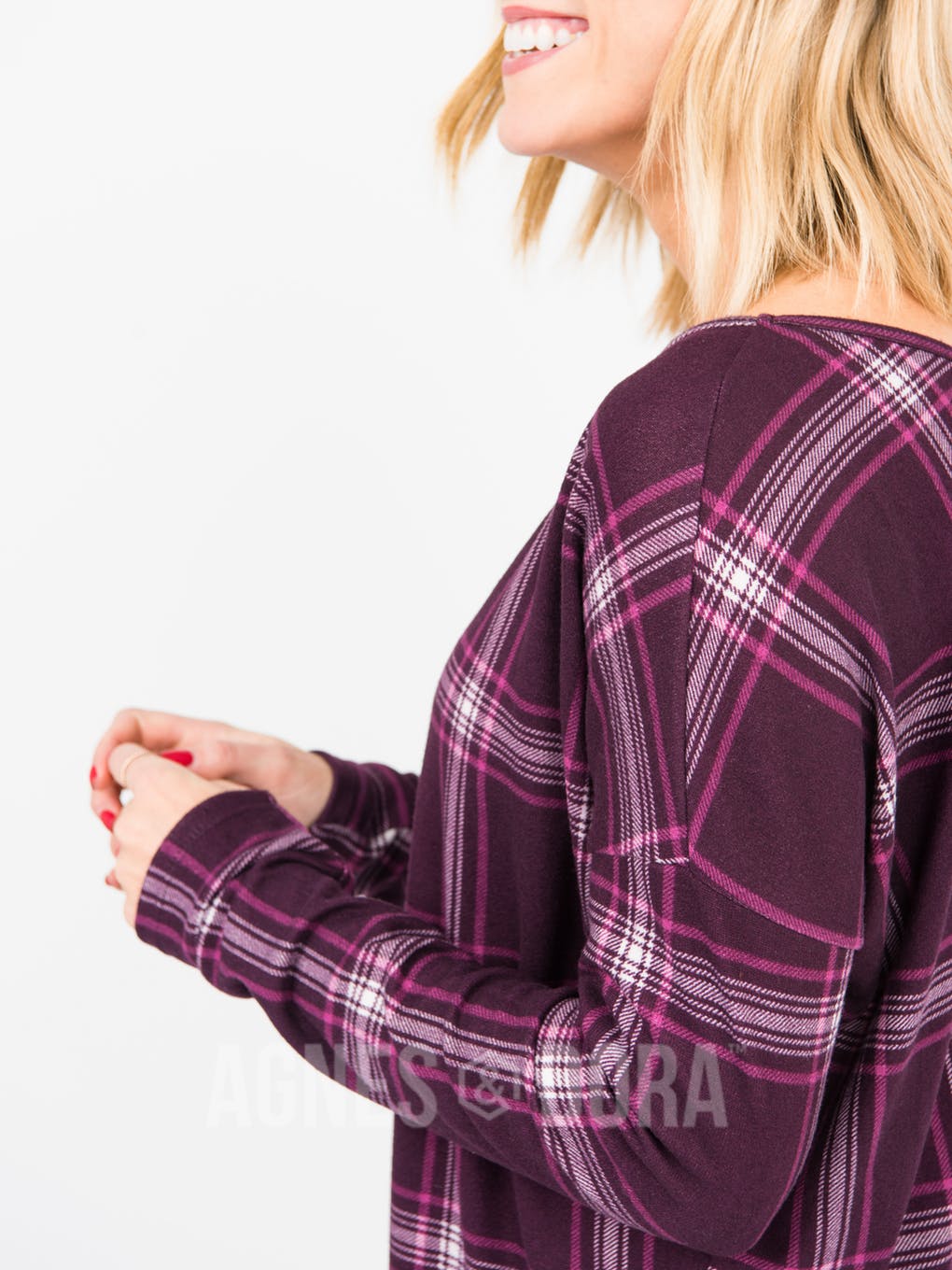 Urban Pullover Double V-Neck Plum/Mauve Plaid
