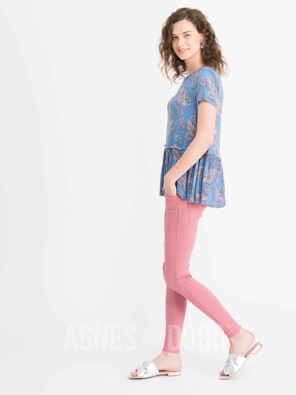 Relaxed Ruffle Tee Summer Blues
