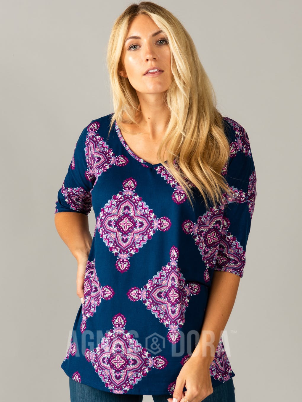 Urban Pullover Double V-Neck Navy Orchid Boho