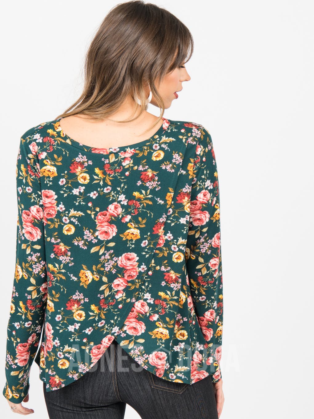 Cross Over Sweater Teal Floral