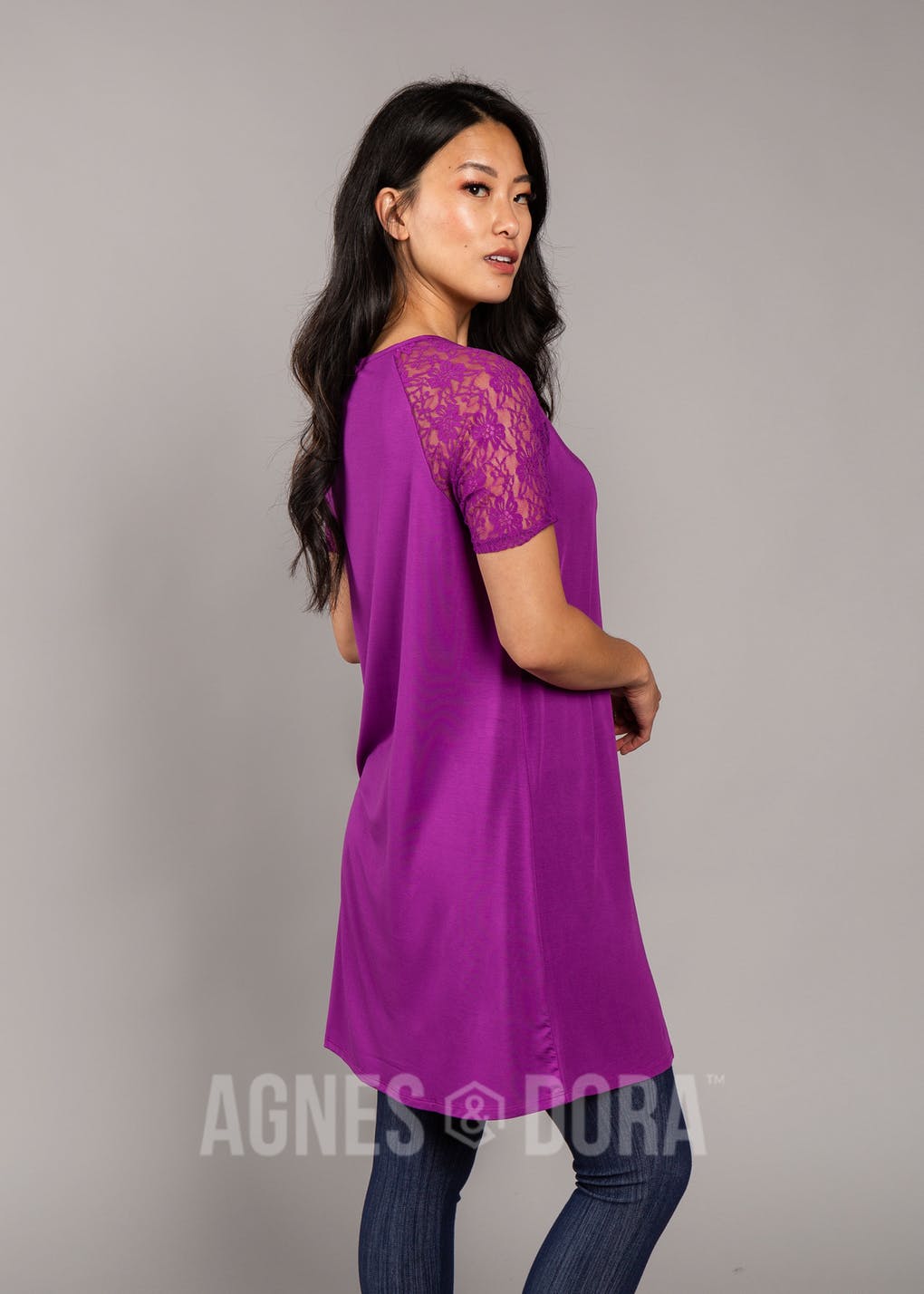 Lace Raglan Dress Amethyst