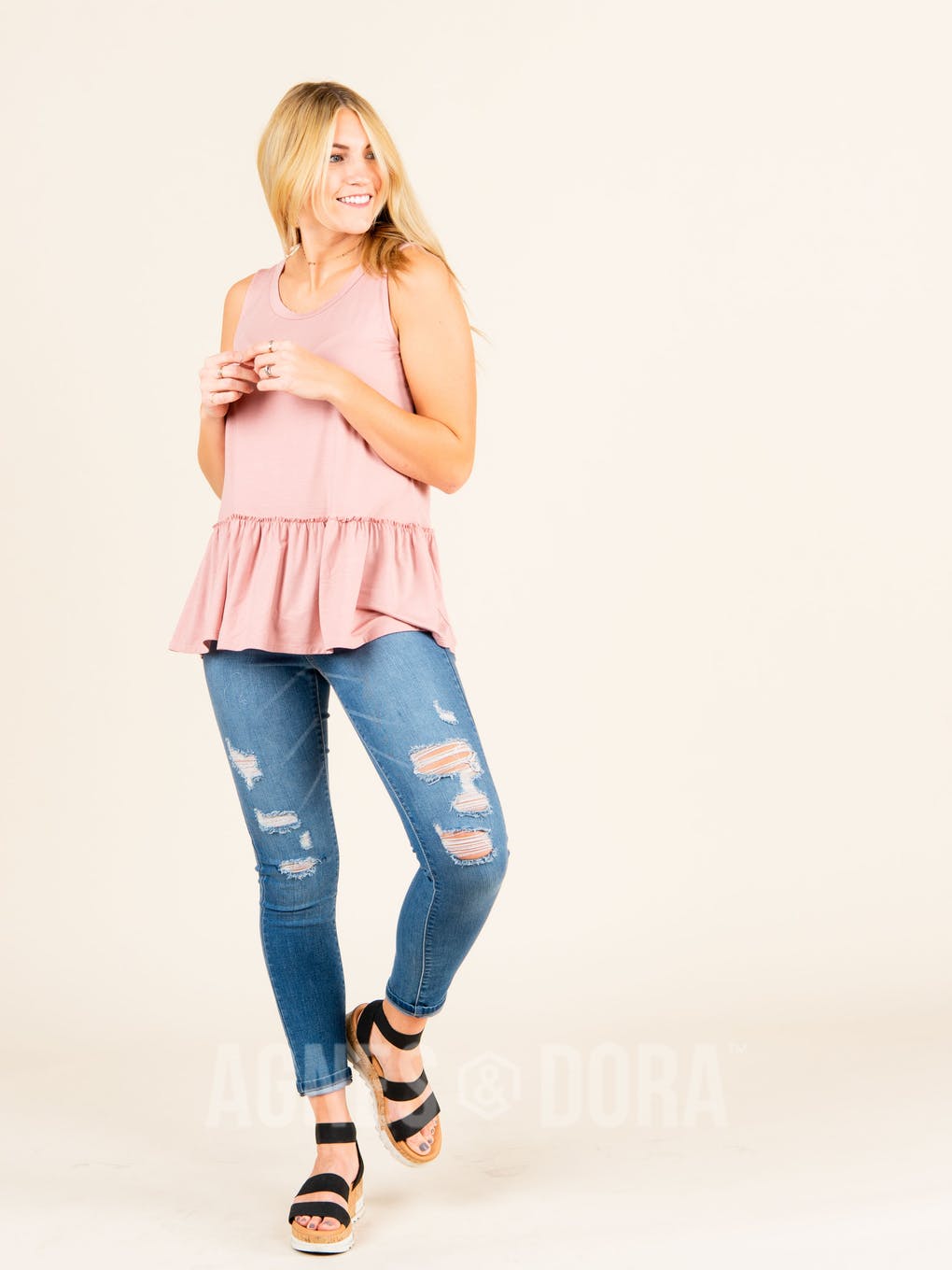Relaxed Ruffle Tank Bellini