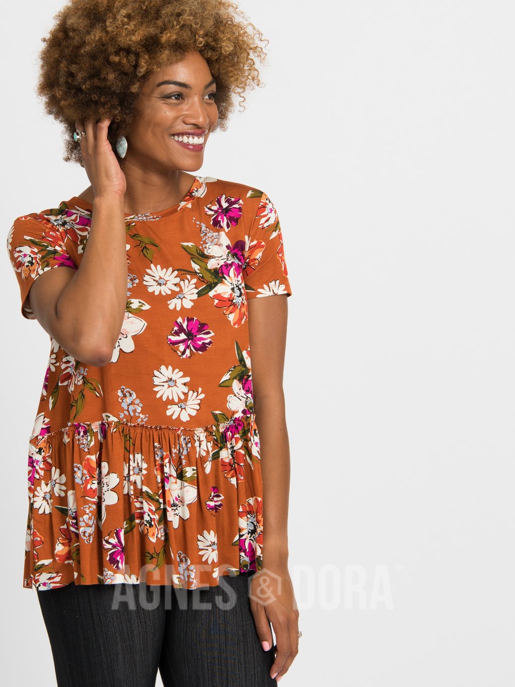 Relaxed Ruffle Tee Organic Girl Max Copper