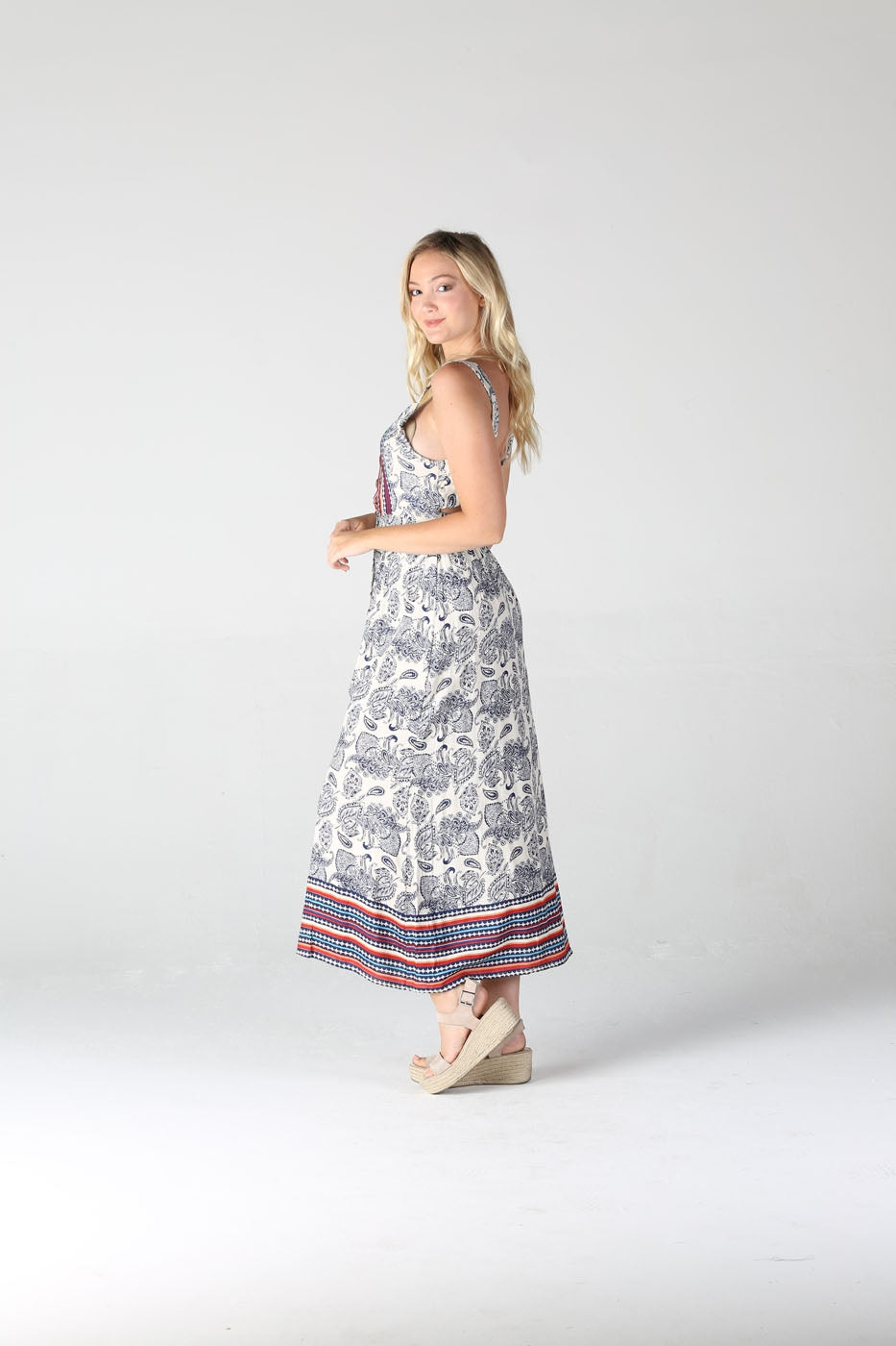 Front Button Maxi Strappy Dress