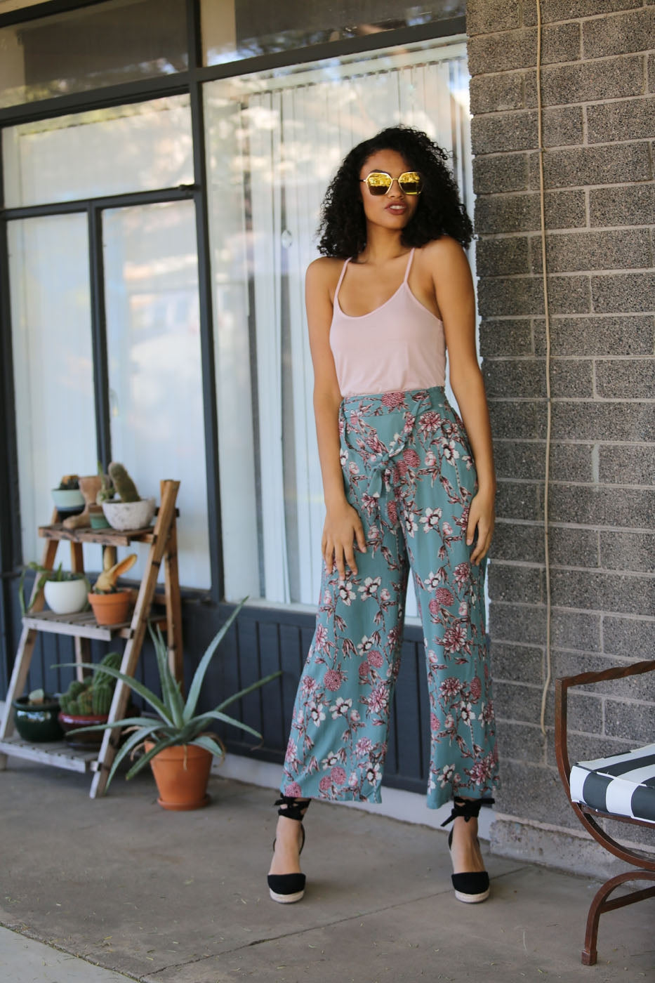 Wide Leg Pants Self Tie Waist