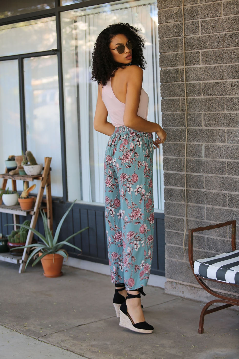 Wide Leg Pants Self Tie Waist