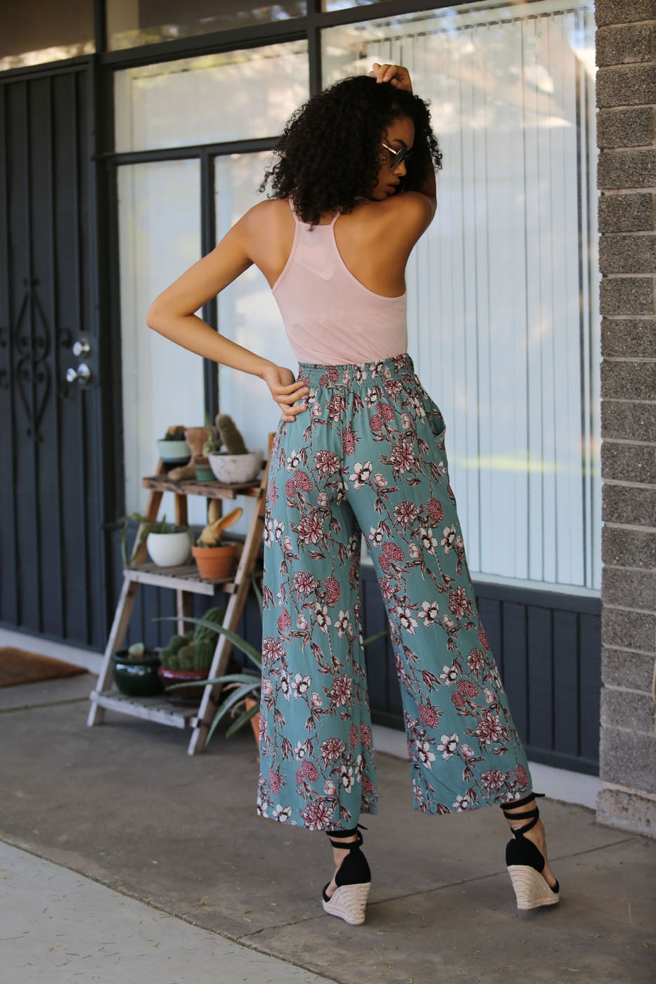 Wide Leg Pants Self Tie Waist