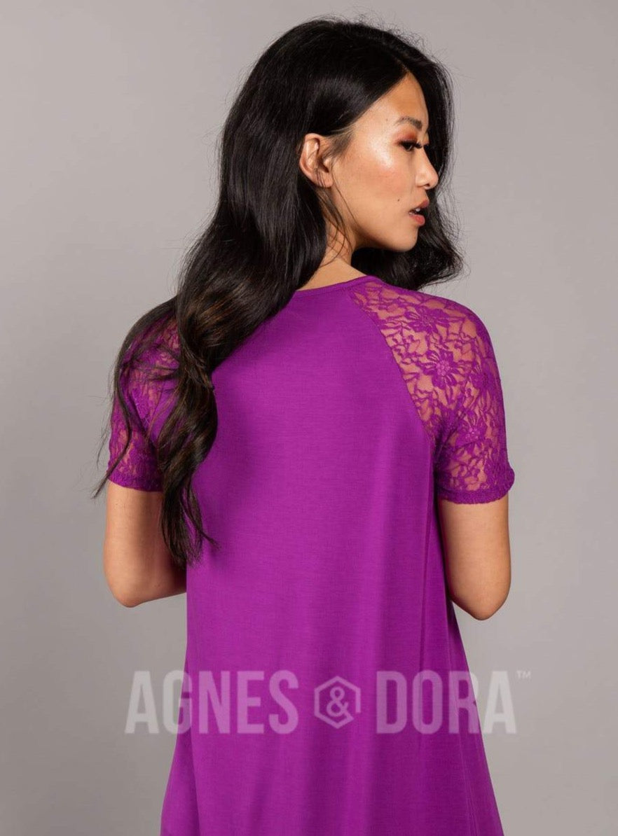 Lace Raglan Dress Amethyst