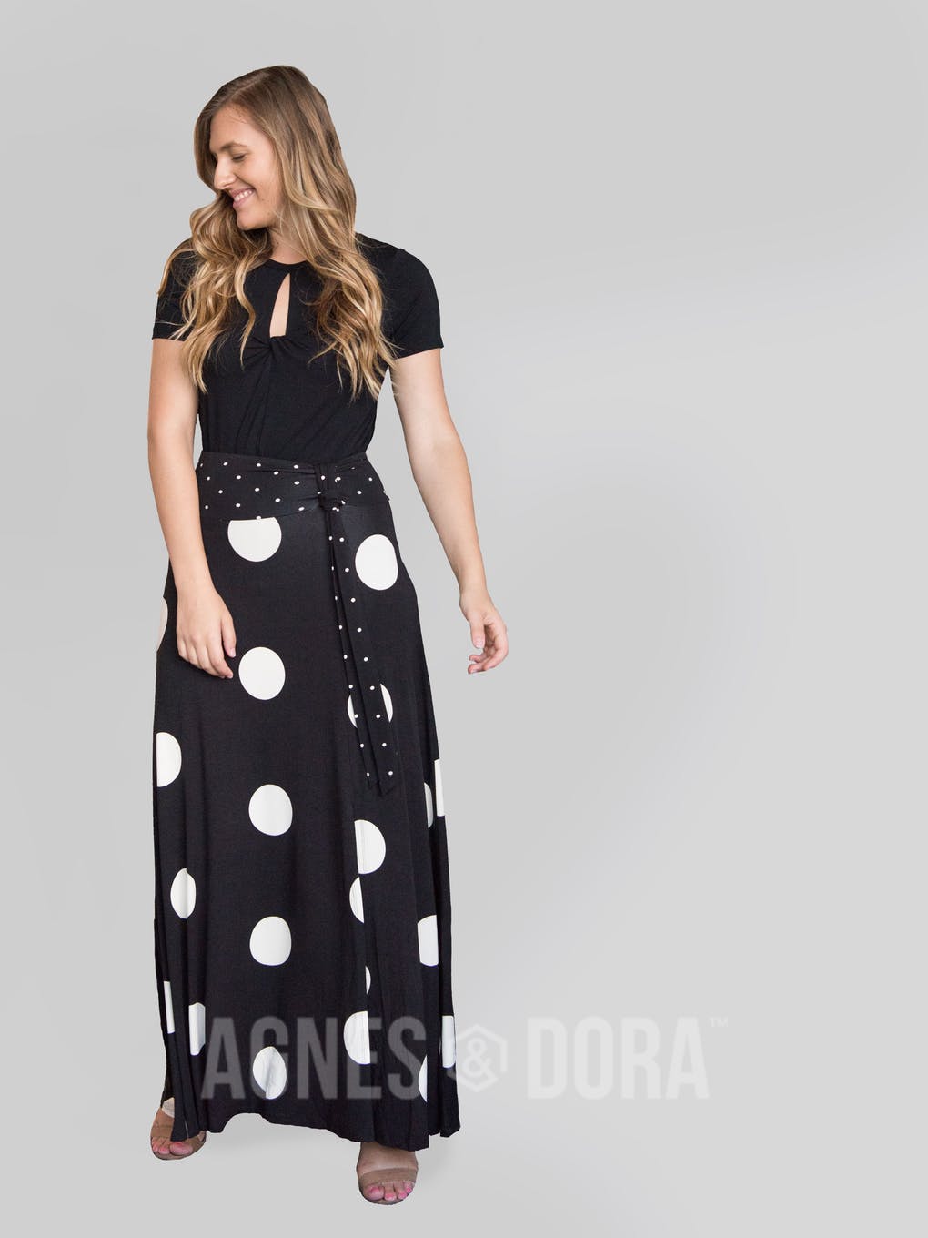 Wrap Maxi Skirt Polka Dot