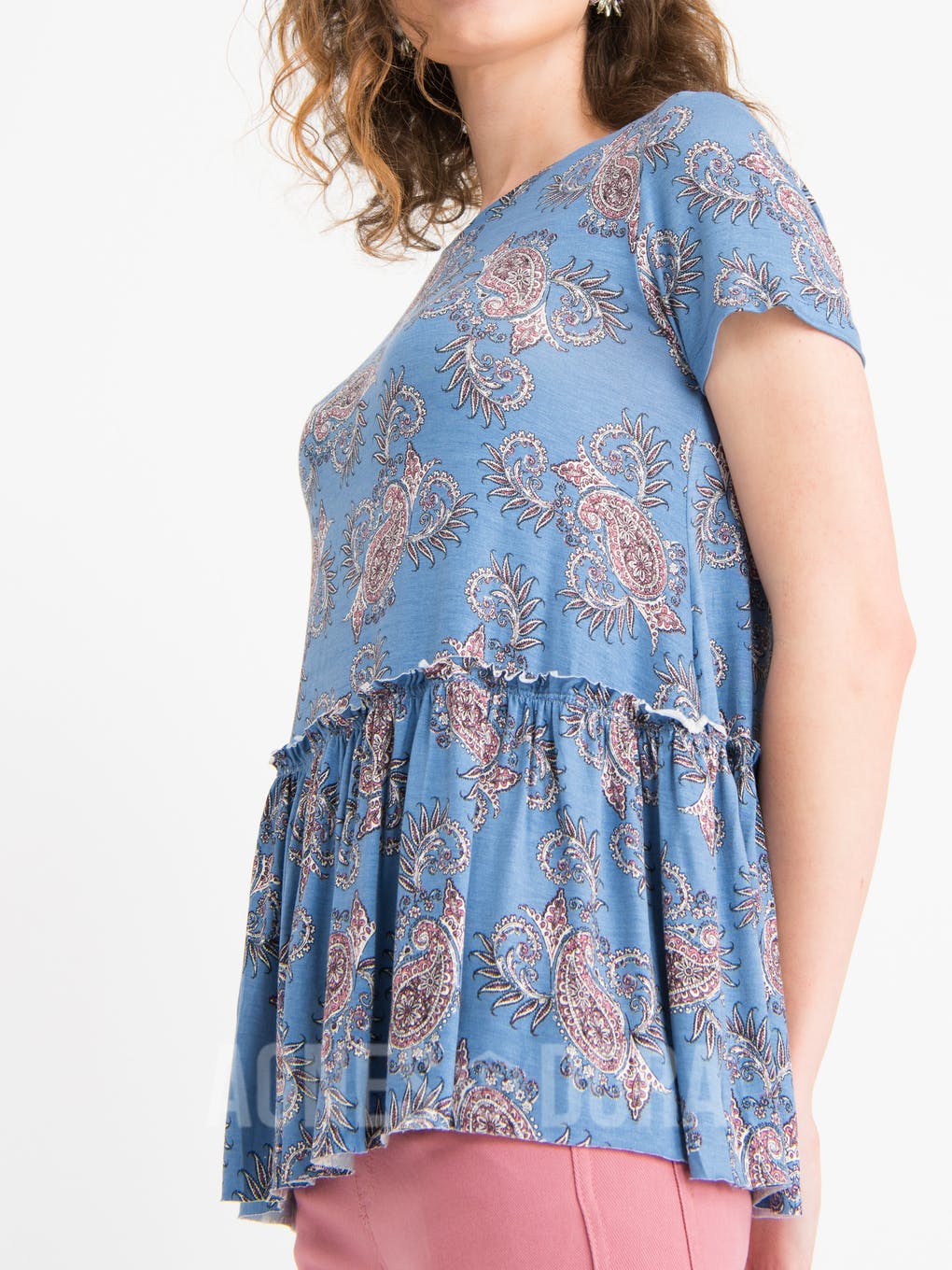 Relaxed Ruffle Tee Summer Blues