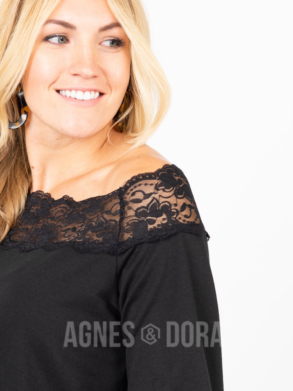 Off the Shoulder Lace Top Black