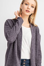 TULIP SHAPE BRUSHED HACCI CARDIGAN CHARCOAL