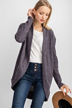 TULIP SHAPE BRUSHED HACCI CARDIGAN CHARCOAL