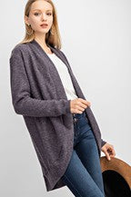 TULIP SHAPE BRUSHED HACCI CARDIGAN CHARCOAL