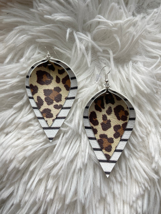 Leopard Striped Double Layer Earrings