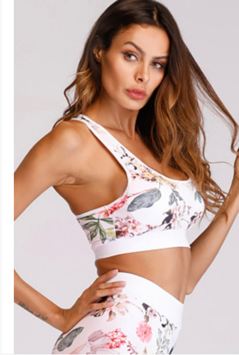 Go With The FLOral Athletic Sports Bra Top Activewear