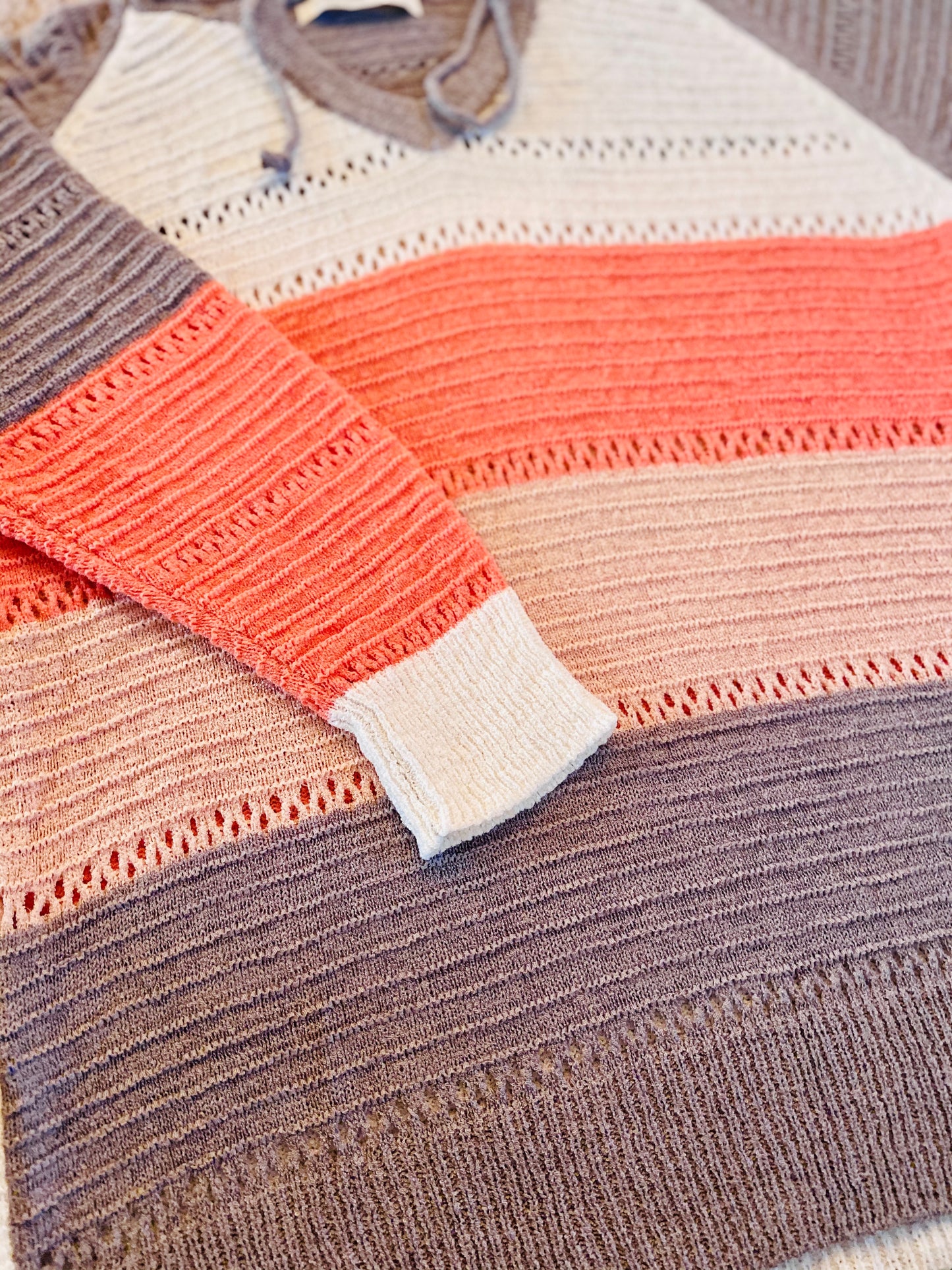 Bonfire Knit Hoodie Coral
