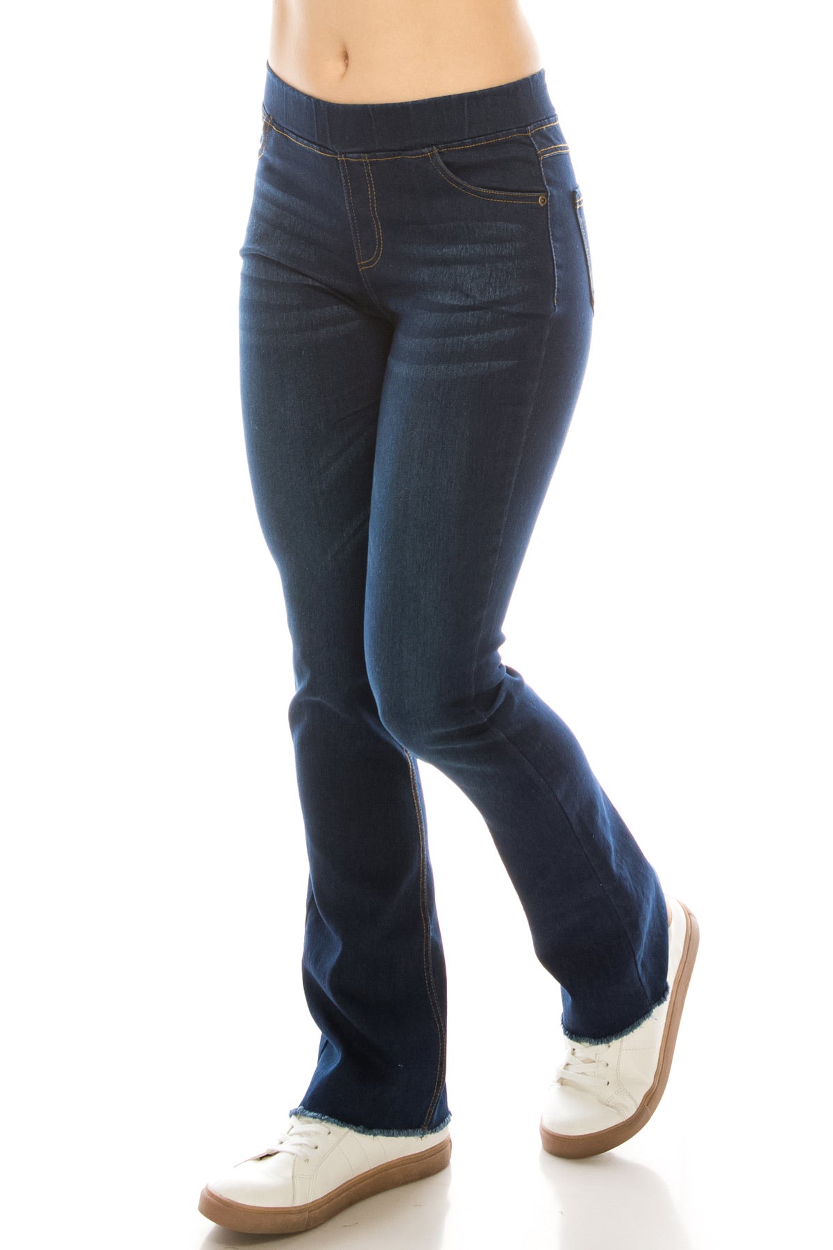 Boot Cut Jegging Dark Denim Frayed Hem