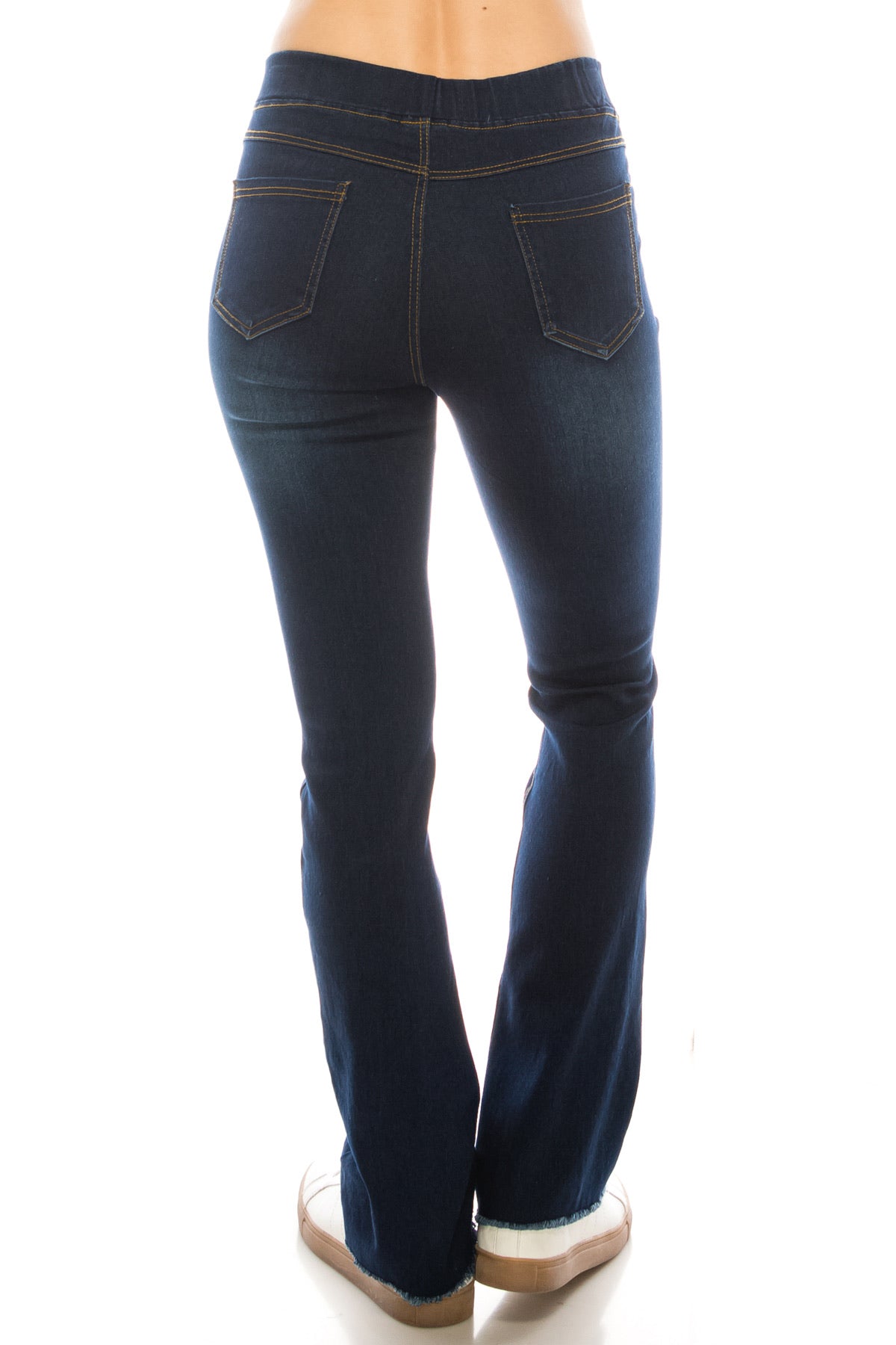 Boot Cut Jegging Dark Denim Frayed Hem