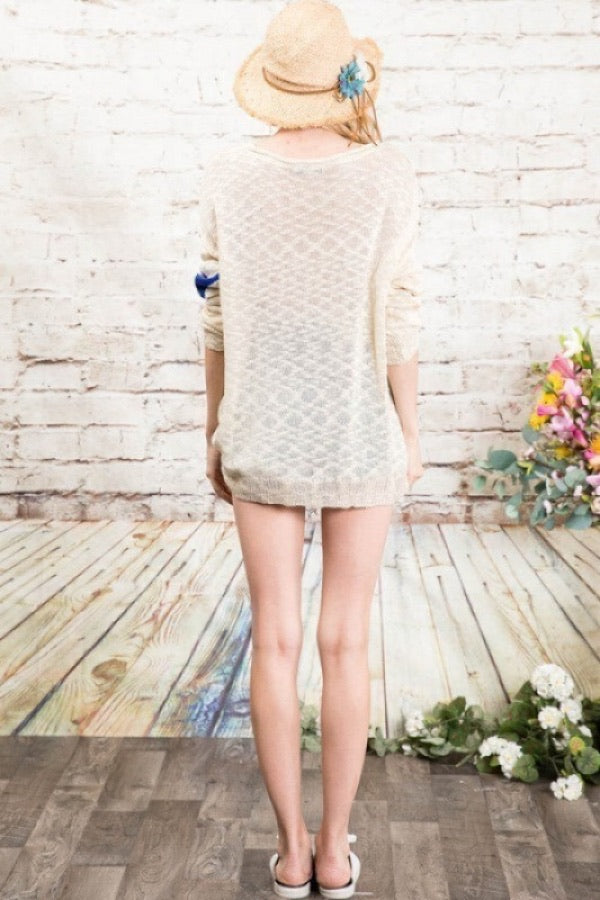 MULTI COLOR STAR PRINT SWEATER CREAM
