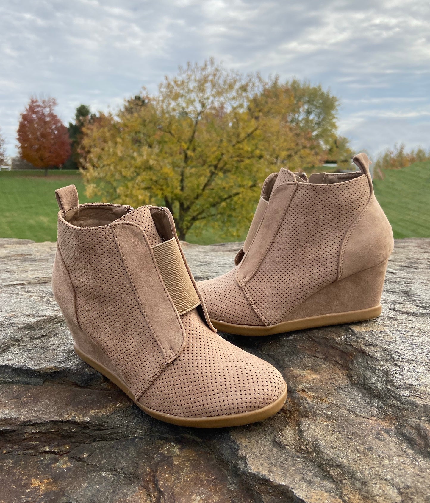 Taupe Suede Bootie Wedge