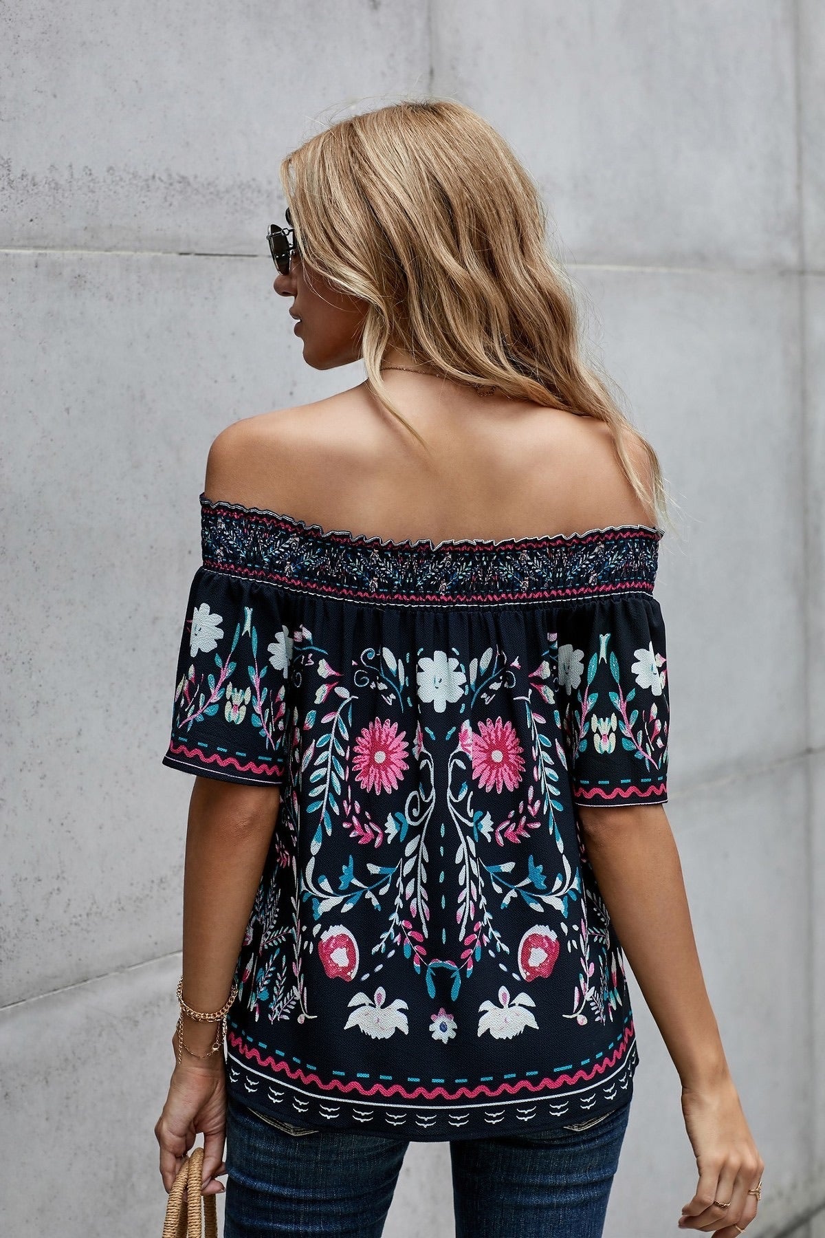 On or Off the Shoulder Floral Shift Top