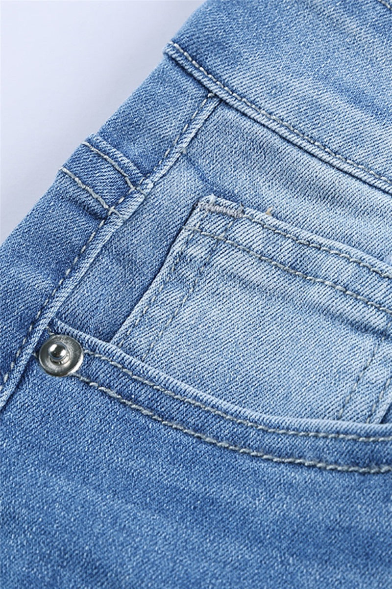 Faded Distressed High Rise Jeans Denim