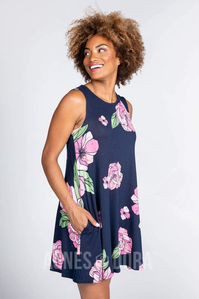 Swing Tunic Tank Navy Peony
