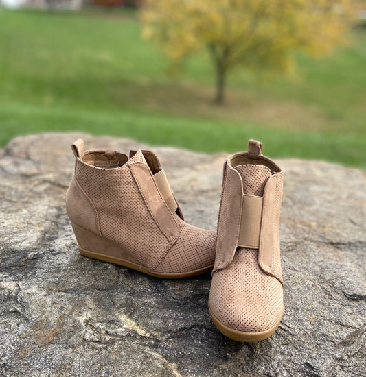 Taupe Suede Bootie Wedge