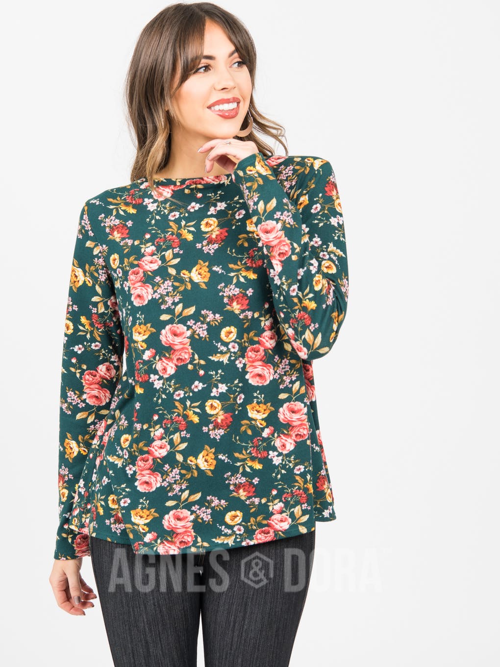 Cross Over Sweater Teal Floral
