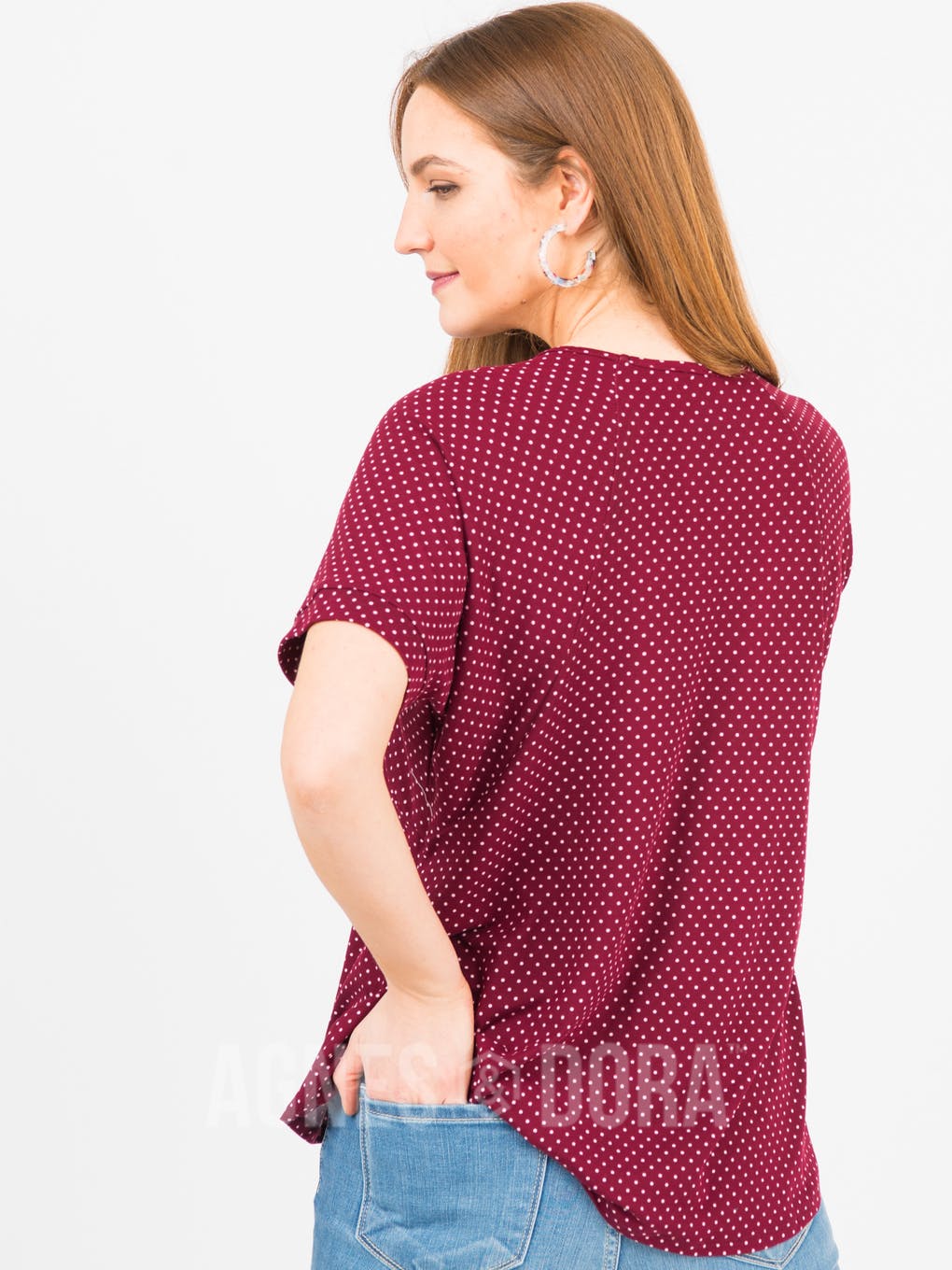 Love Top Burgundy Ivory Polka Dot