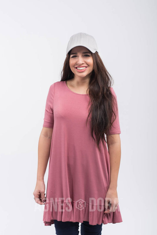 Ruffle Tunic in Soft Mauve