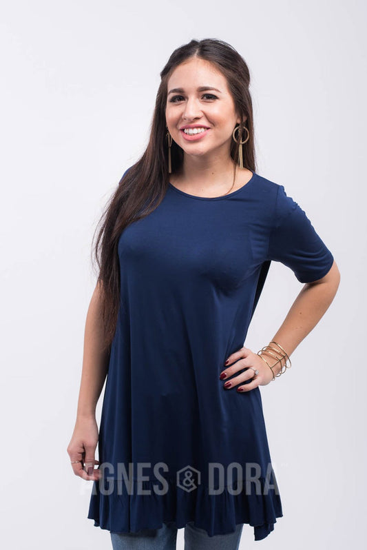 Ruffle Tunic in Navy