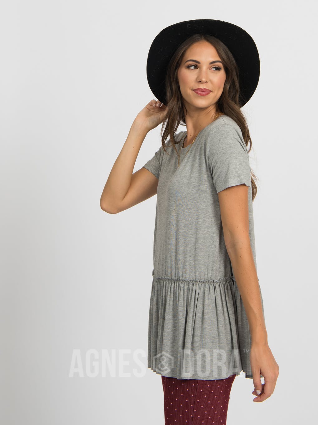 Relaxed Ruffle Tee Ash Gray