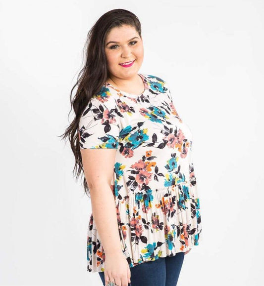 Relaxed Ruffle Tee Blushing Bouquet