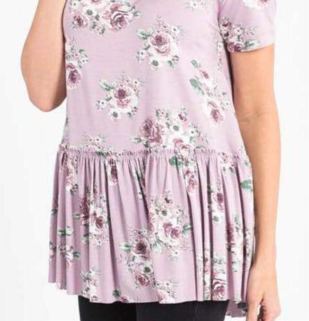 Relaxed Ruffle Tee Mauve Love Me Tender Floral