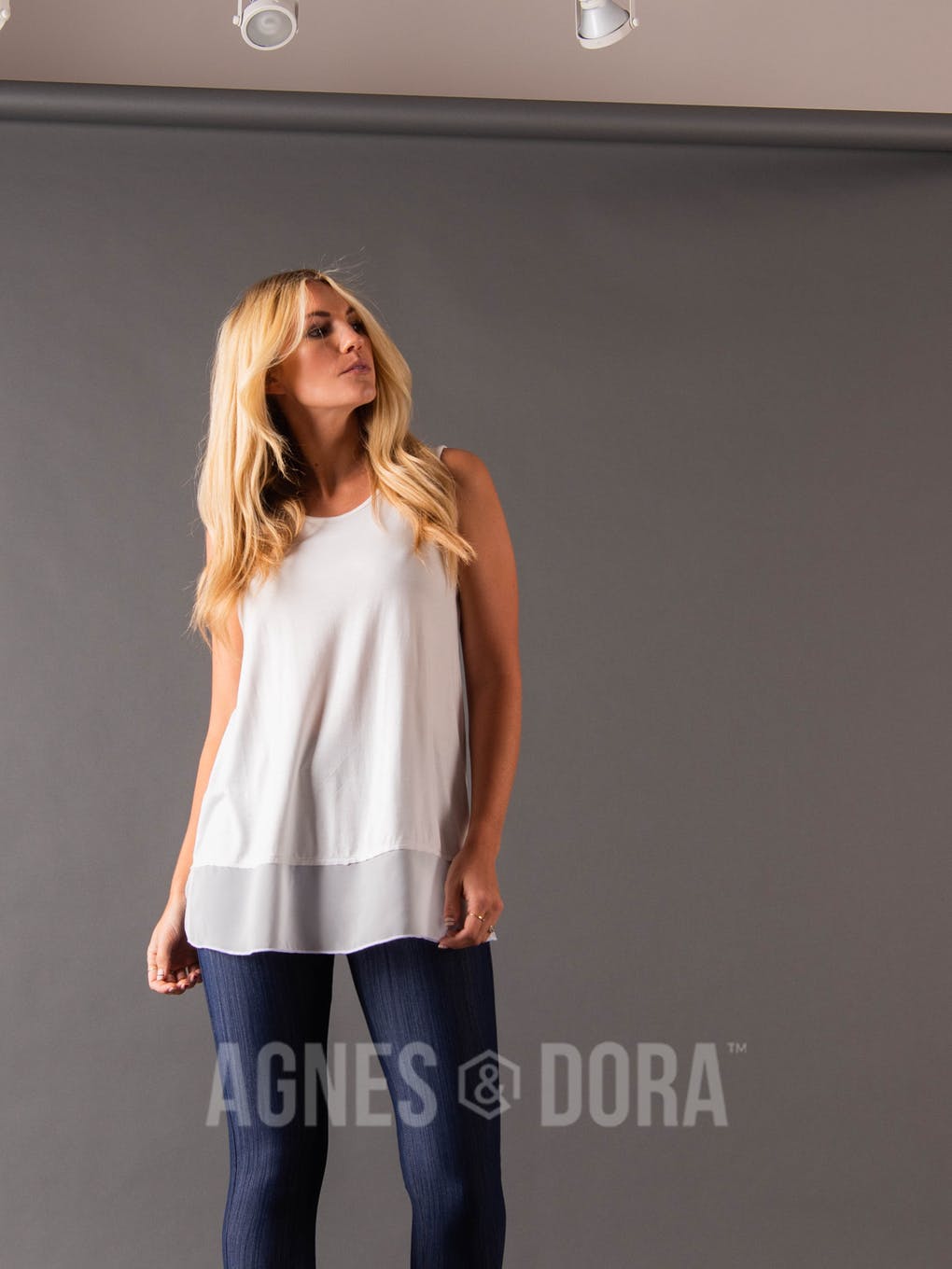 Chiffon Ruffle Tank Ivory