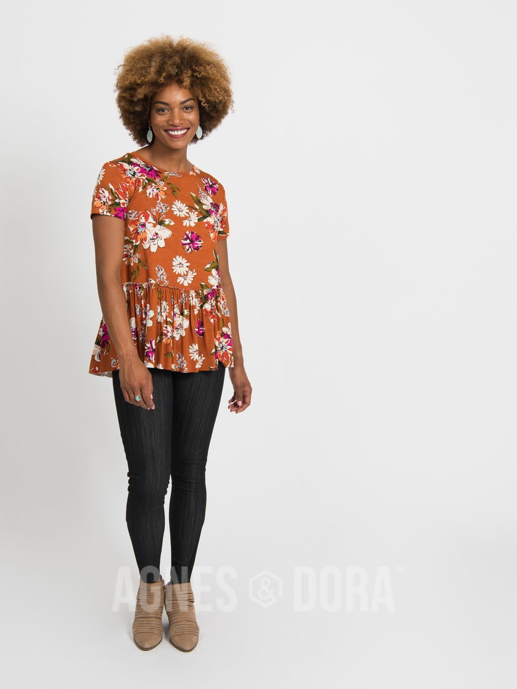 Relaxed Ruffle Tee Organic Girl Max Copper