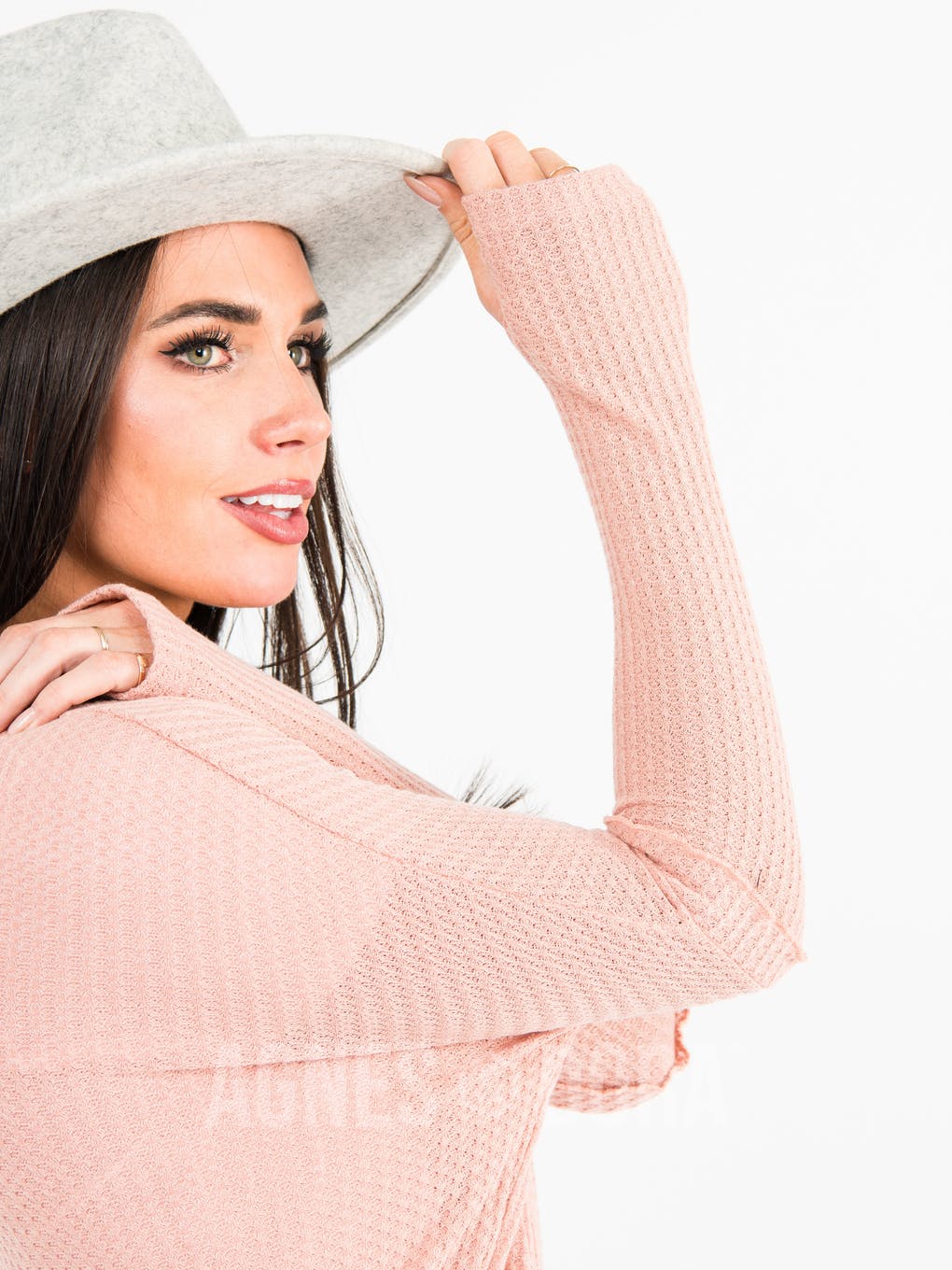 Open Front Thumbhole Cardi Peach
