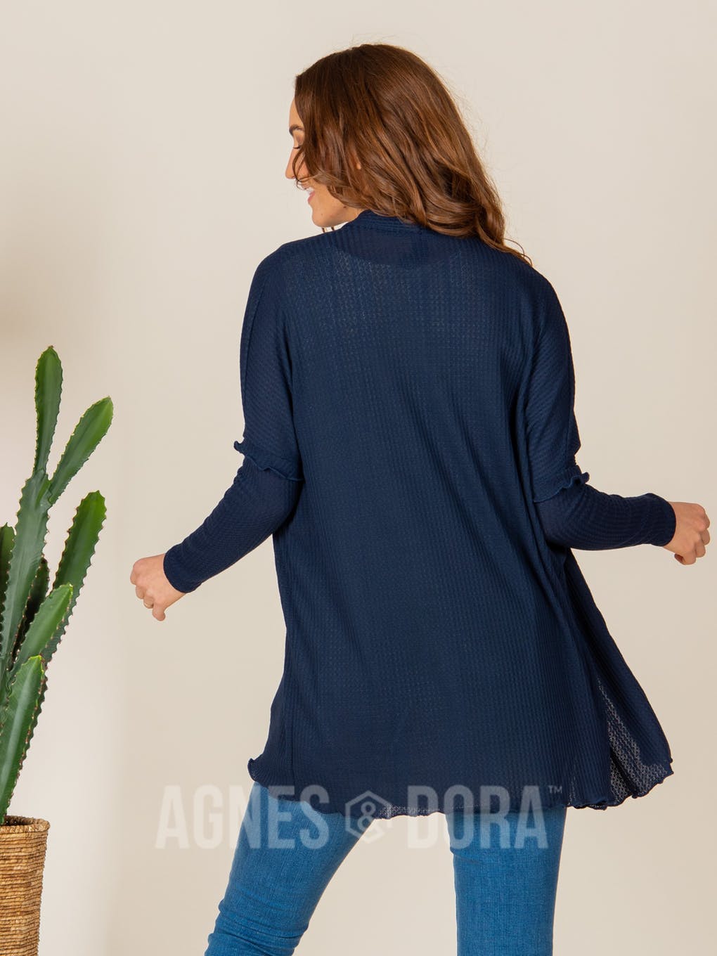 Open Front Thumbhole Cardi Navy