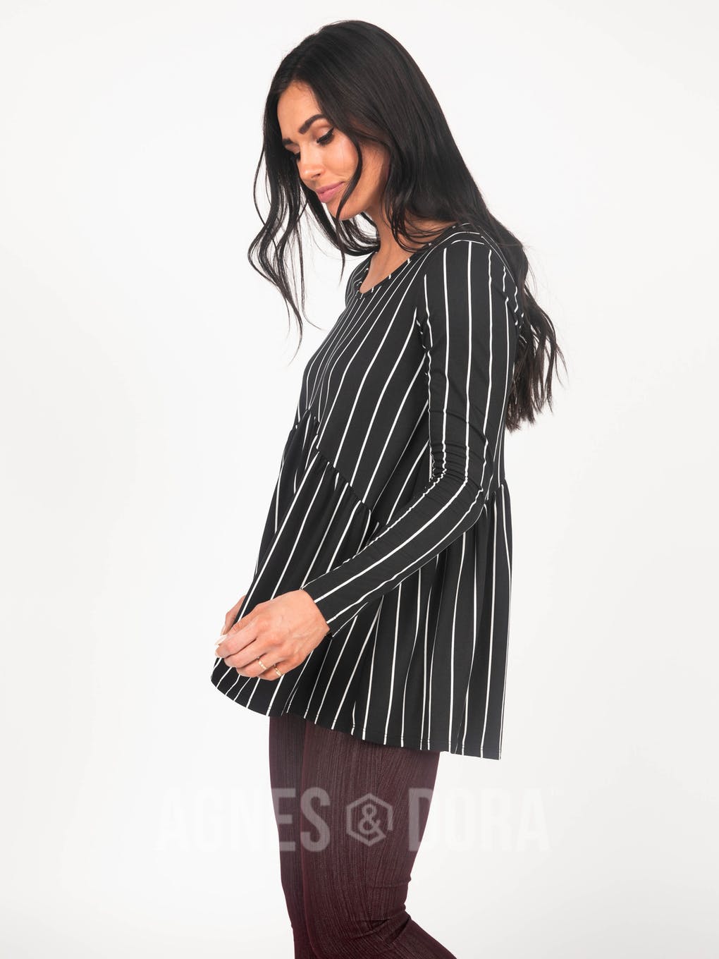 Muse Top Long Sleeve Black/White Vert Stripe