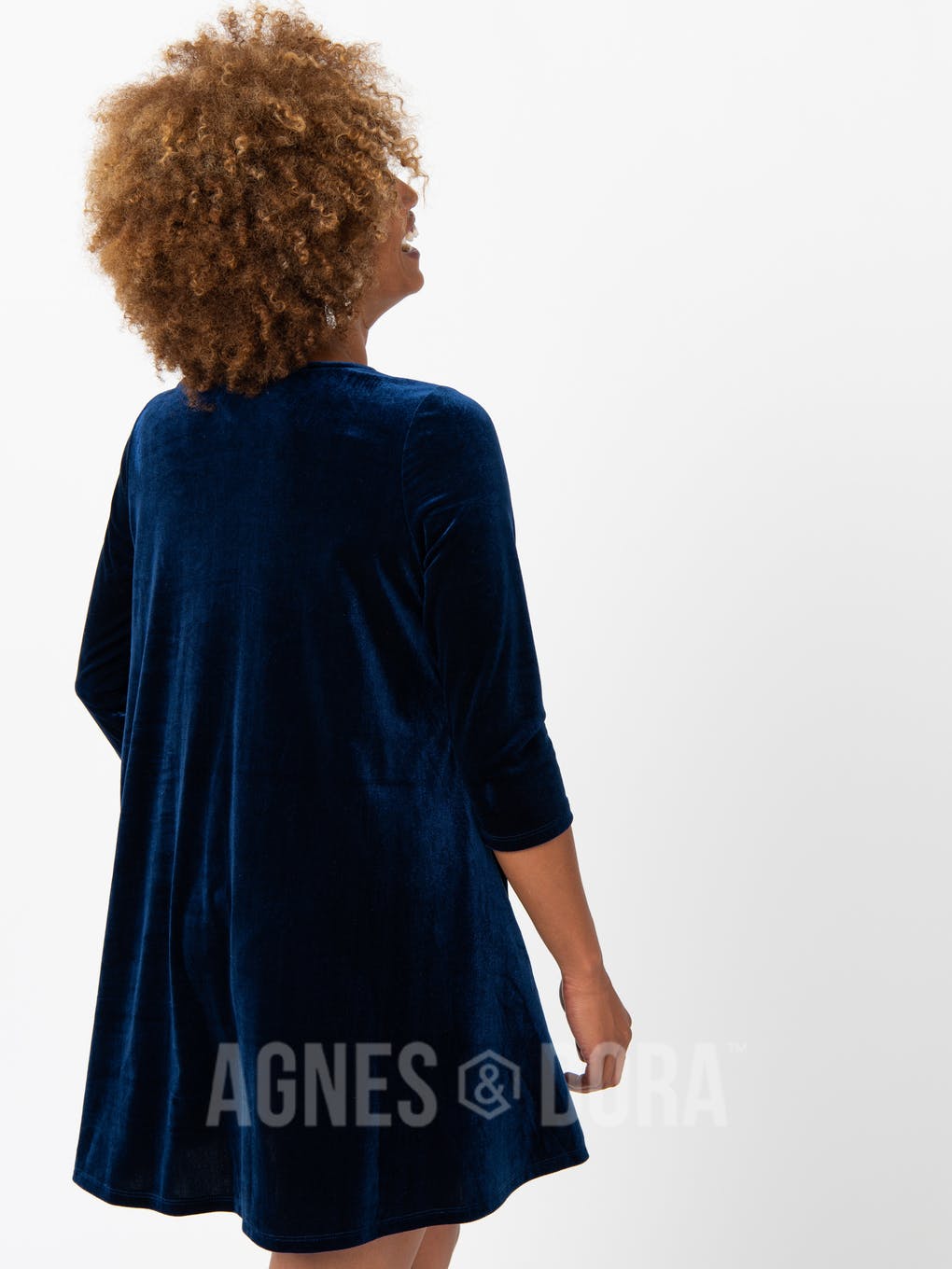 Velvet 3/4 Sleeve Swing Tunic Deep Sapphire