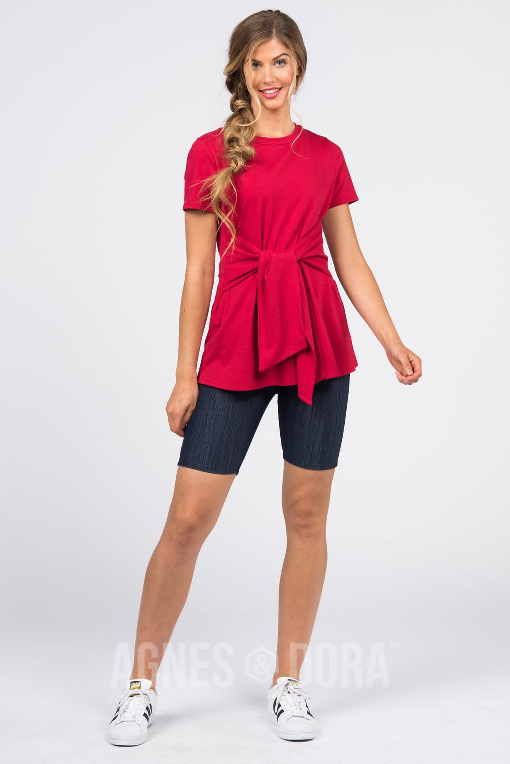 Side Seam Sash Top Amore Red