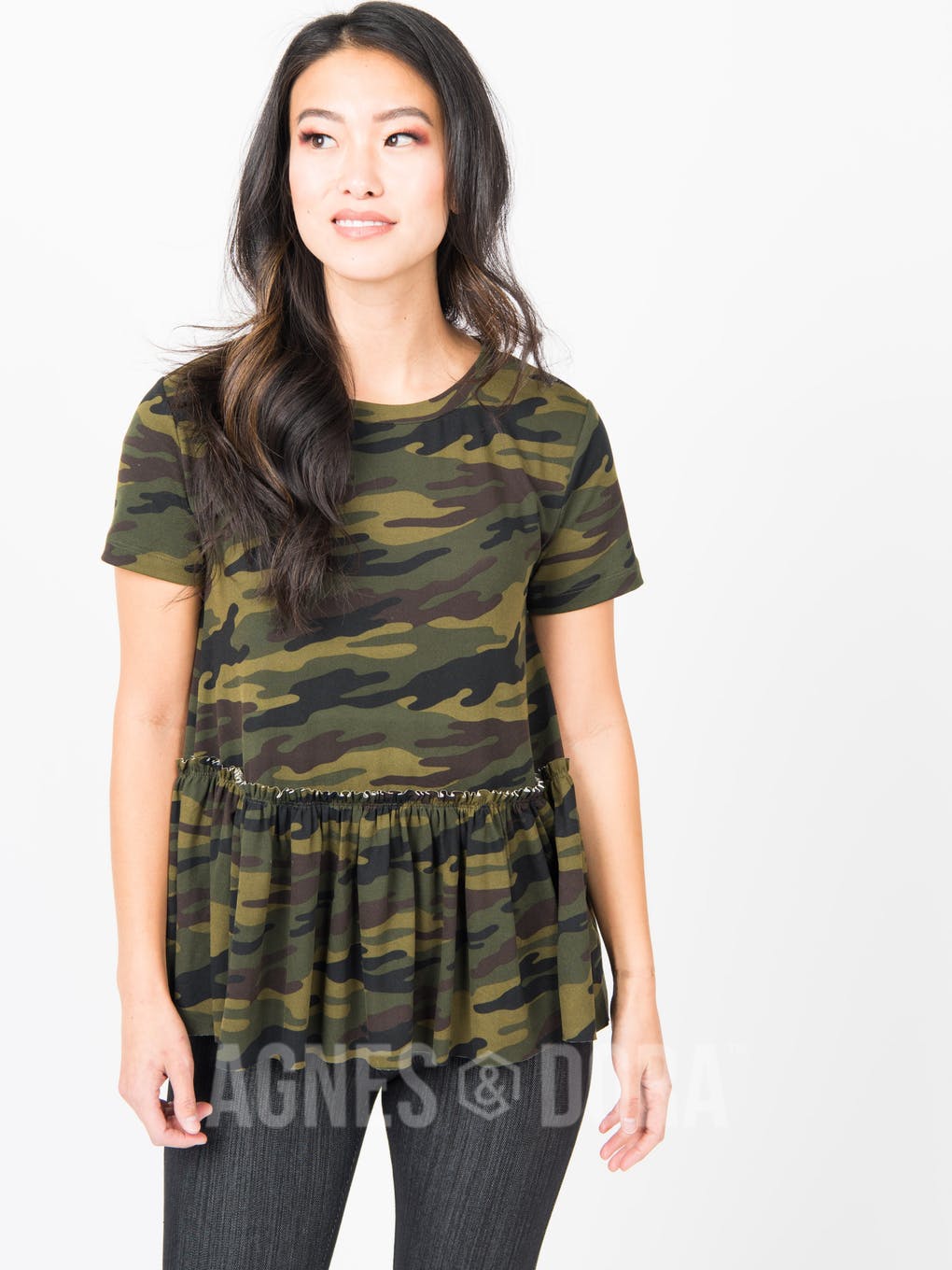 Relaxed Ruffle Tee Camo