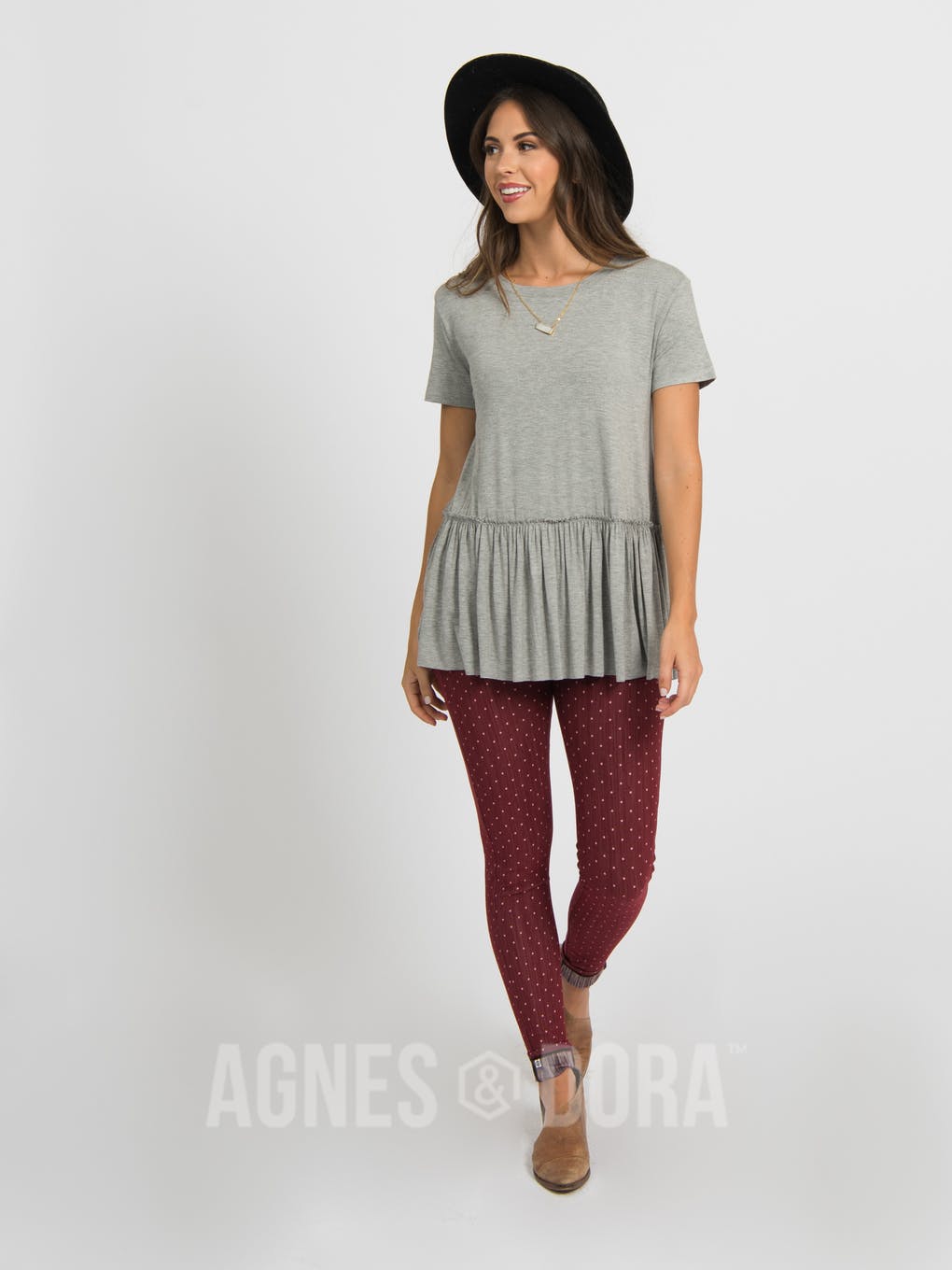 Relaxed Ruffle Tee Ash Gray